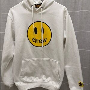 Drew House White Hoodie with Yellow Logo